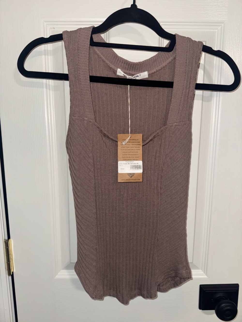 Project Social T Ribbed Tank Top in Taupe/chocolate color NWT size M
